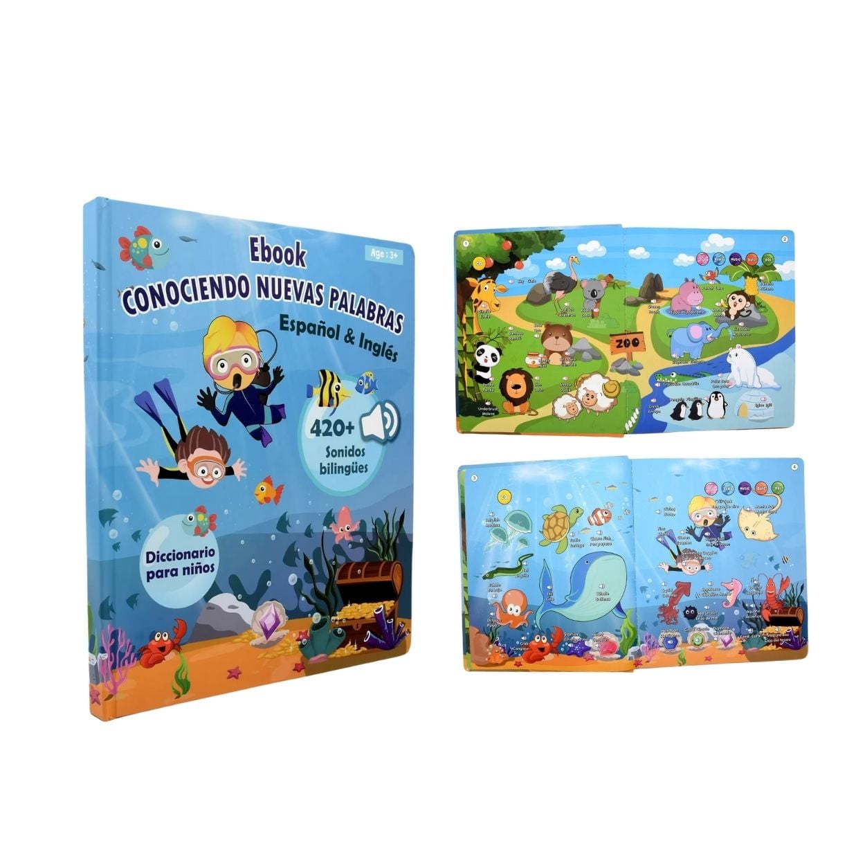 Libro Interactivo Educativo Español e Inglés con 420+ Sonidos para Niños - 3