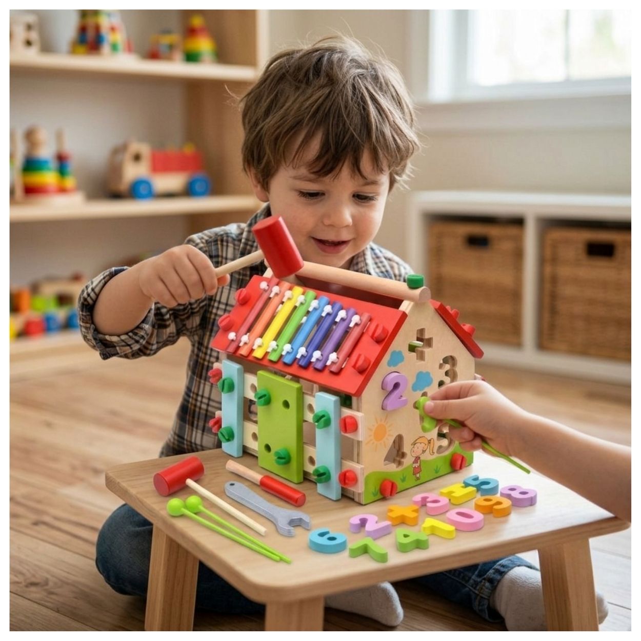 CASA MULTIFUNCIONAL ARMABLE MONTESSORI DE MADERA CON XILÓFONO - 5