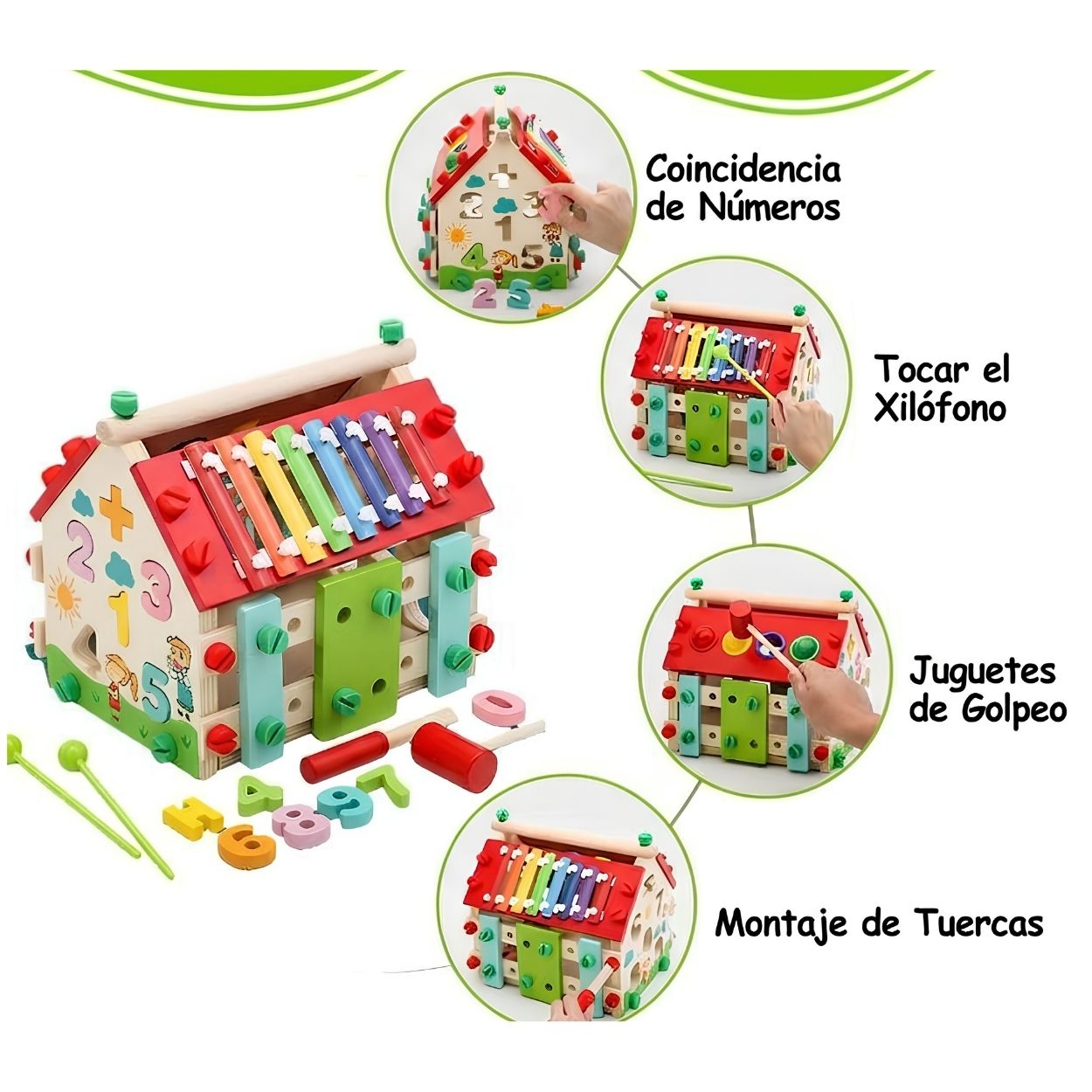 CASA MULTIFUNCIONAL ARMABLE MONTESSORI DE MADERA CON XILÓFONO - 6