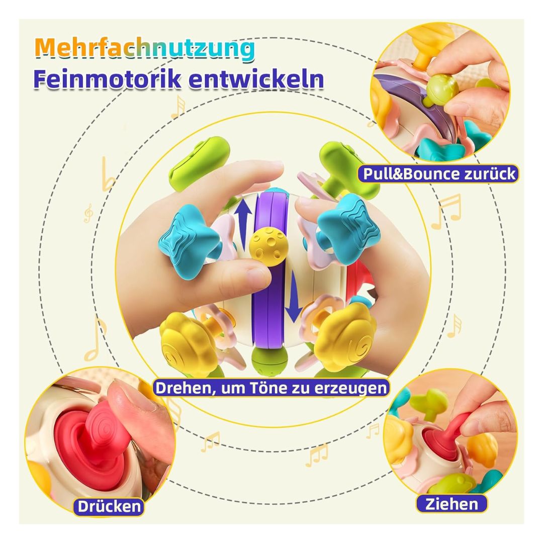 Pack Estimulación Temprana Rodillo de Gateo Sensorial + Sonajero Molar para Bebés - 6