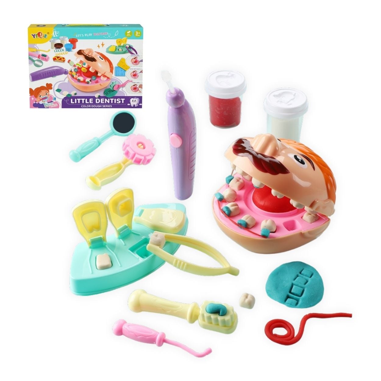 SET DIDÁCTICO MINI DENTISTA DIVERTIDO PLASTILINAS Y MOLDES - 1