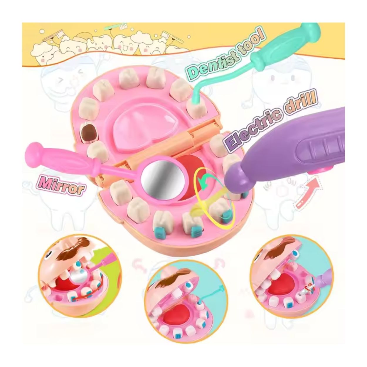 SET DIDÁCTICO MINI DENTISTA DIVERTIDO PLASTILINAS Y MOLDES - 4