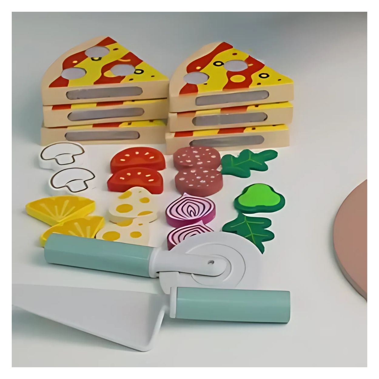 JUEGO DIDÁCTICO PIZZA ARMABLE DE MADERA PARA NIÑOS - 3