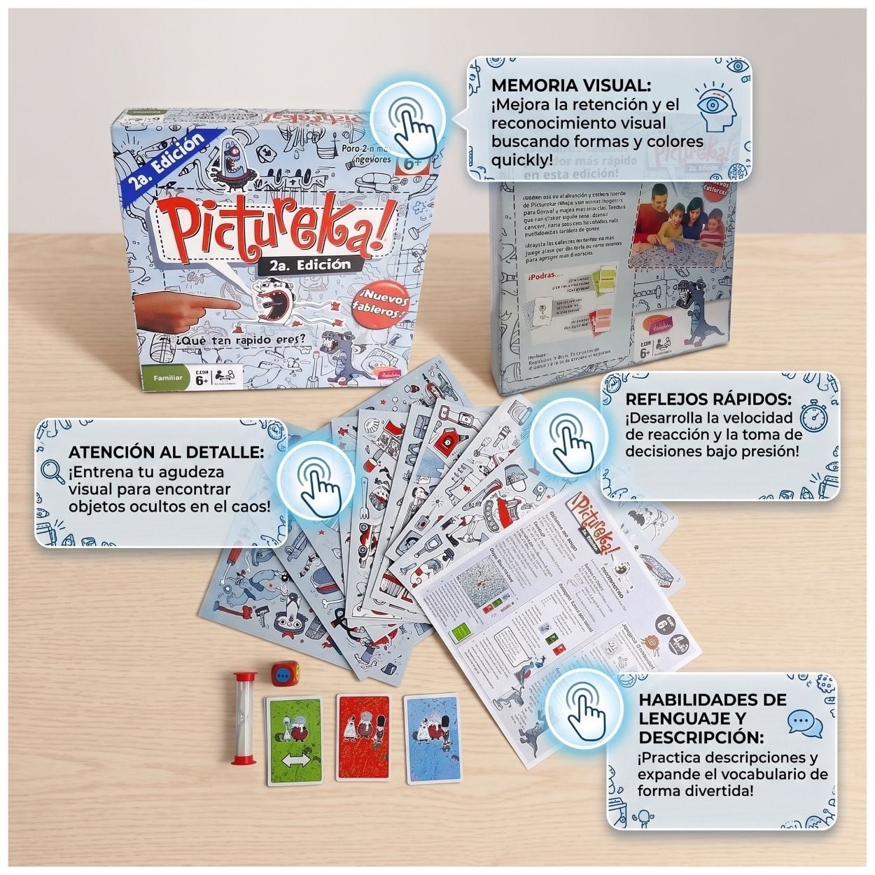 JUEGO DE MESA PICTUREKA 2DA EDICIÓN – JUEGO FAMILIAR Y DE AGILIDAD VISUAL - 4