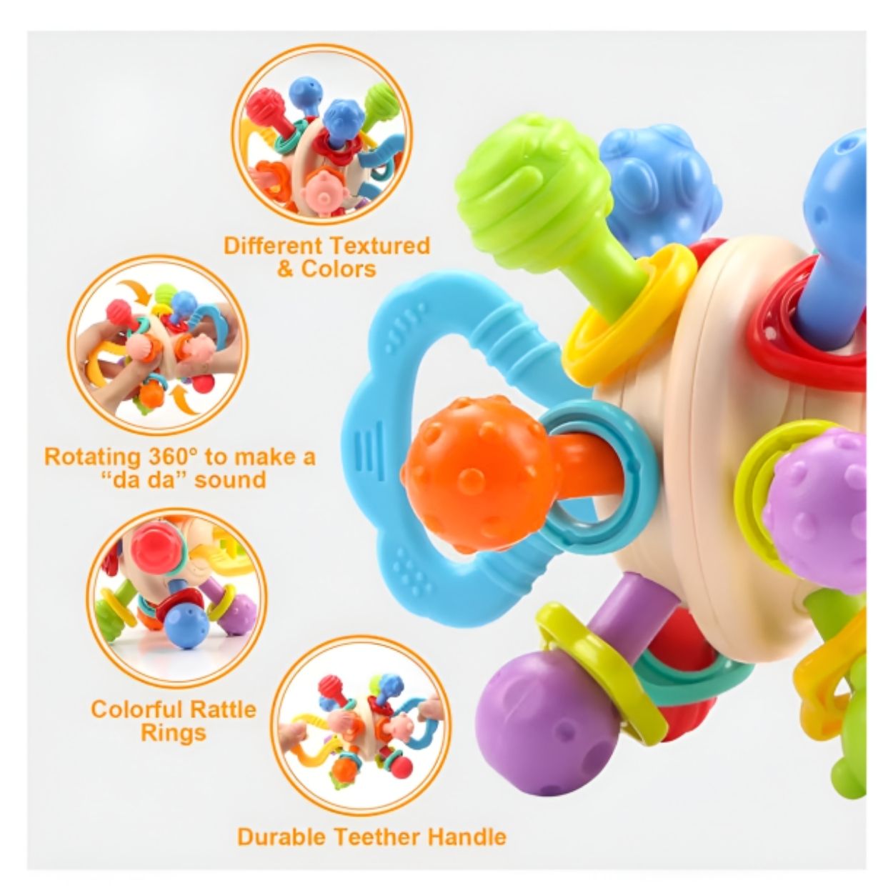 SONAJERO MONTESSORI ÁTOMO SENSORIAL COLORIDO PARA BEBÉ - 2