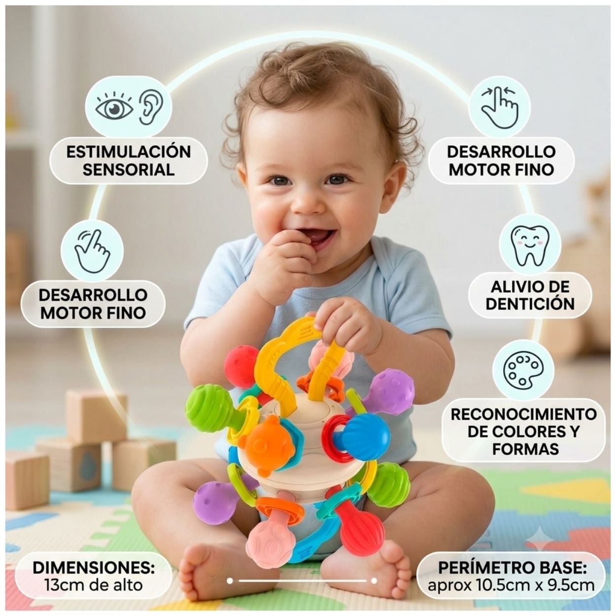 SONAJERO MOLAR MONTESSORI ÁTOMO SENSORIAL COLORIDO PARA BEBÉ - 4
