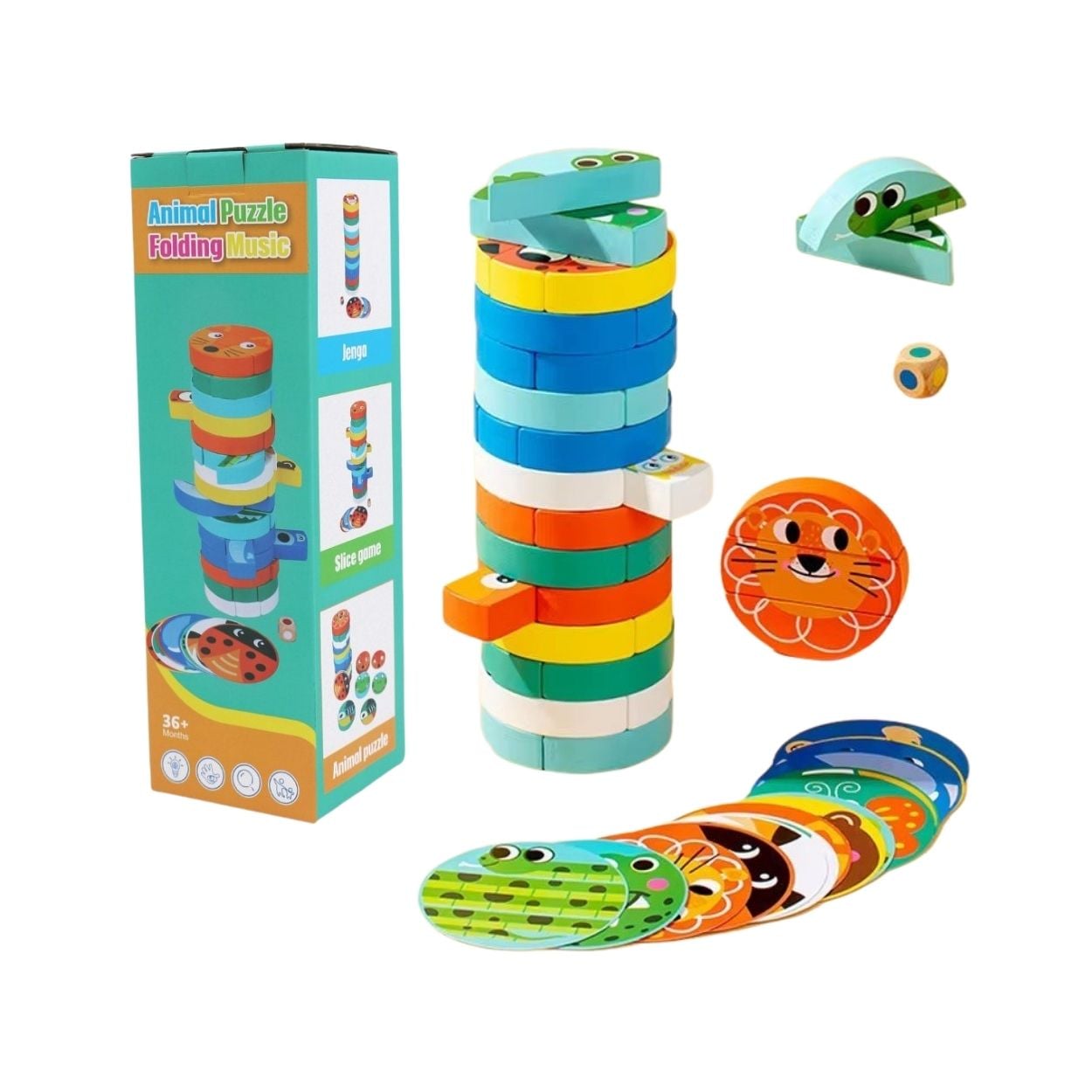 JUEGO TORRE DE ANIMALES EQUILIBRIO MONTESSORI DE MADERA - 1