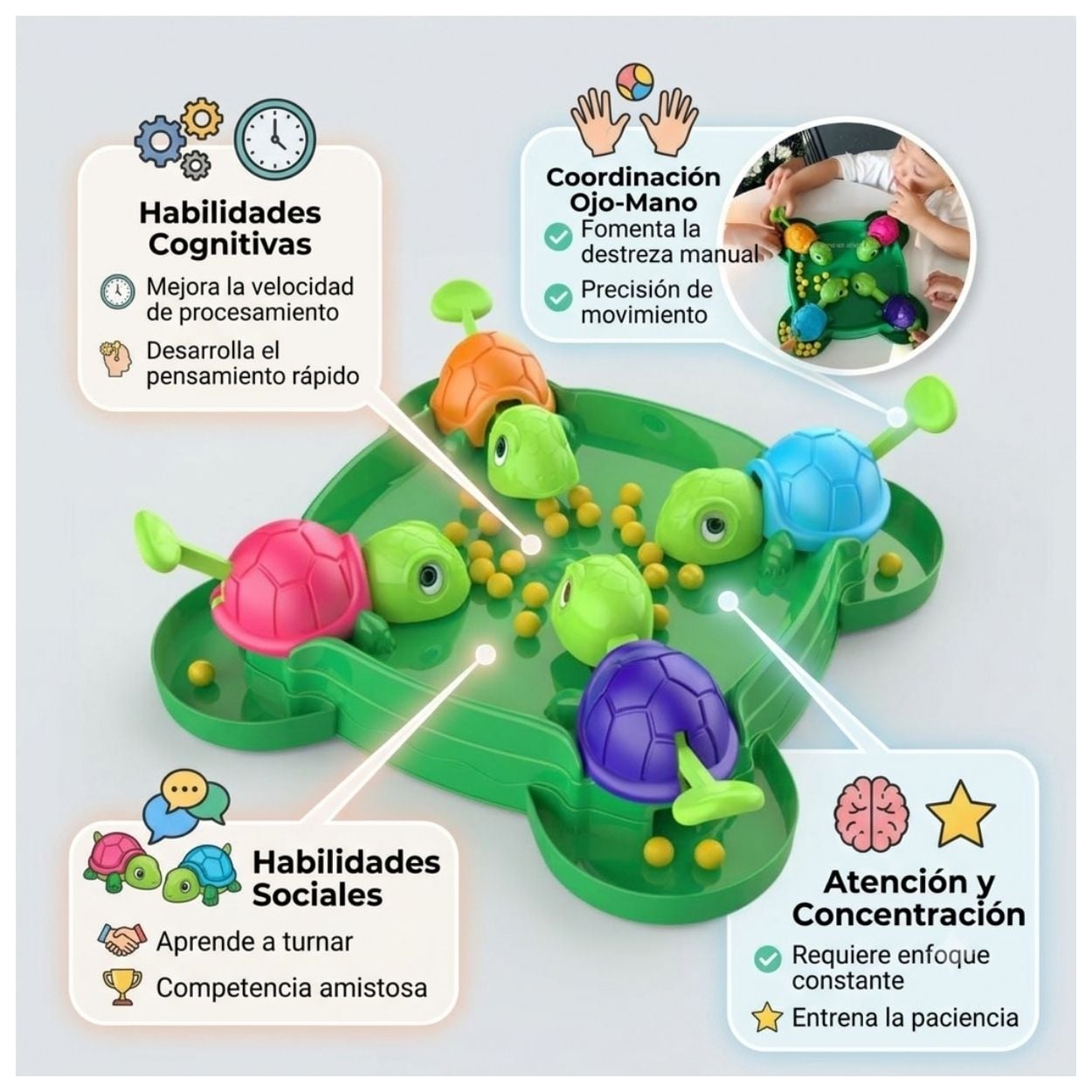 JUEGO DE MESA DE TORTUGUITA HAMBRIENTAS DIDÁCTICO INFANTIL - 2