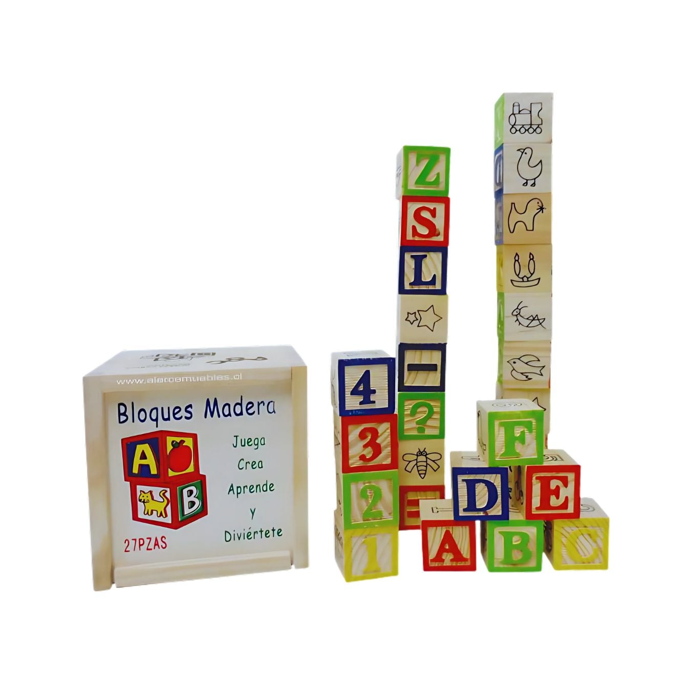 SET DIDÁCTICO CAJA DE 27 CUBOS DE MADERA PARA NIÑOS - 1