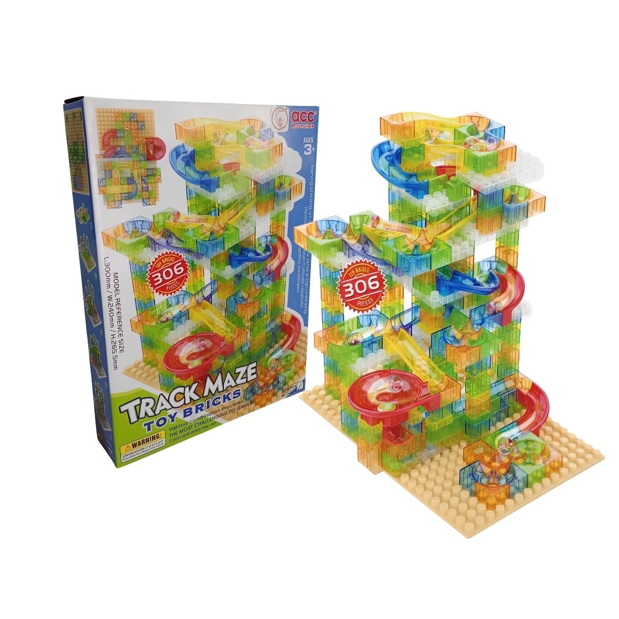JUEGO BLOQUES DE CONSTRUCCIÓN PISTA DE CANICAS DIDÁCTICO 306 PIEZAS - 1