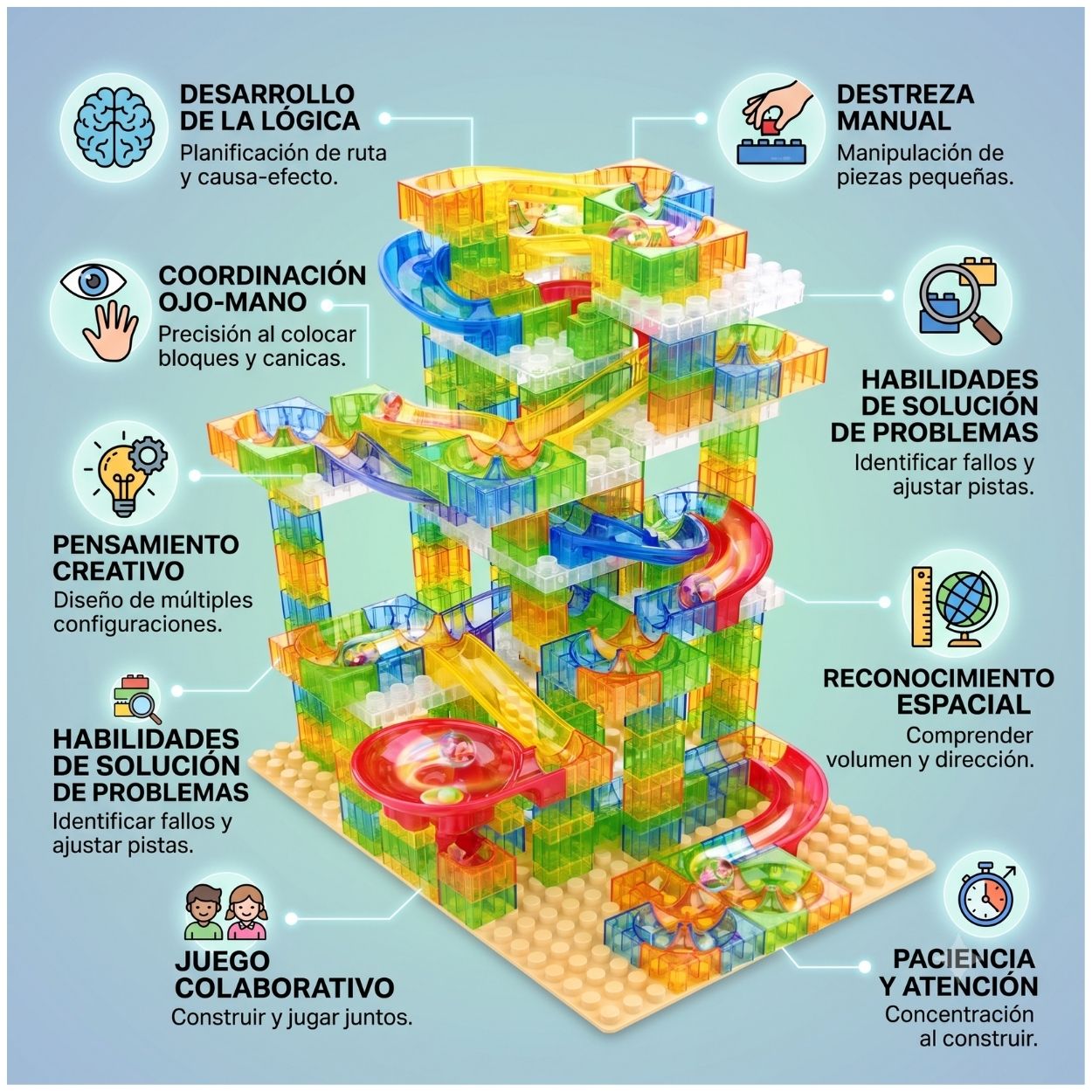 JUEGO BLOQUES DE CONSTRUCCIÓN PISTA DE CANICAS DIDÁCTICO 306 PIEZAS - 2