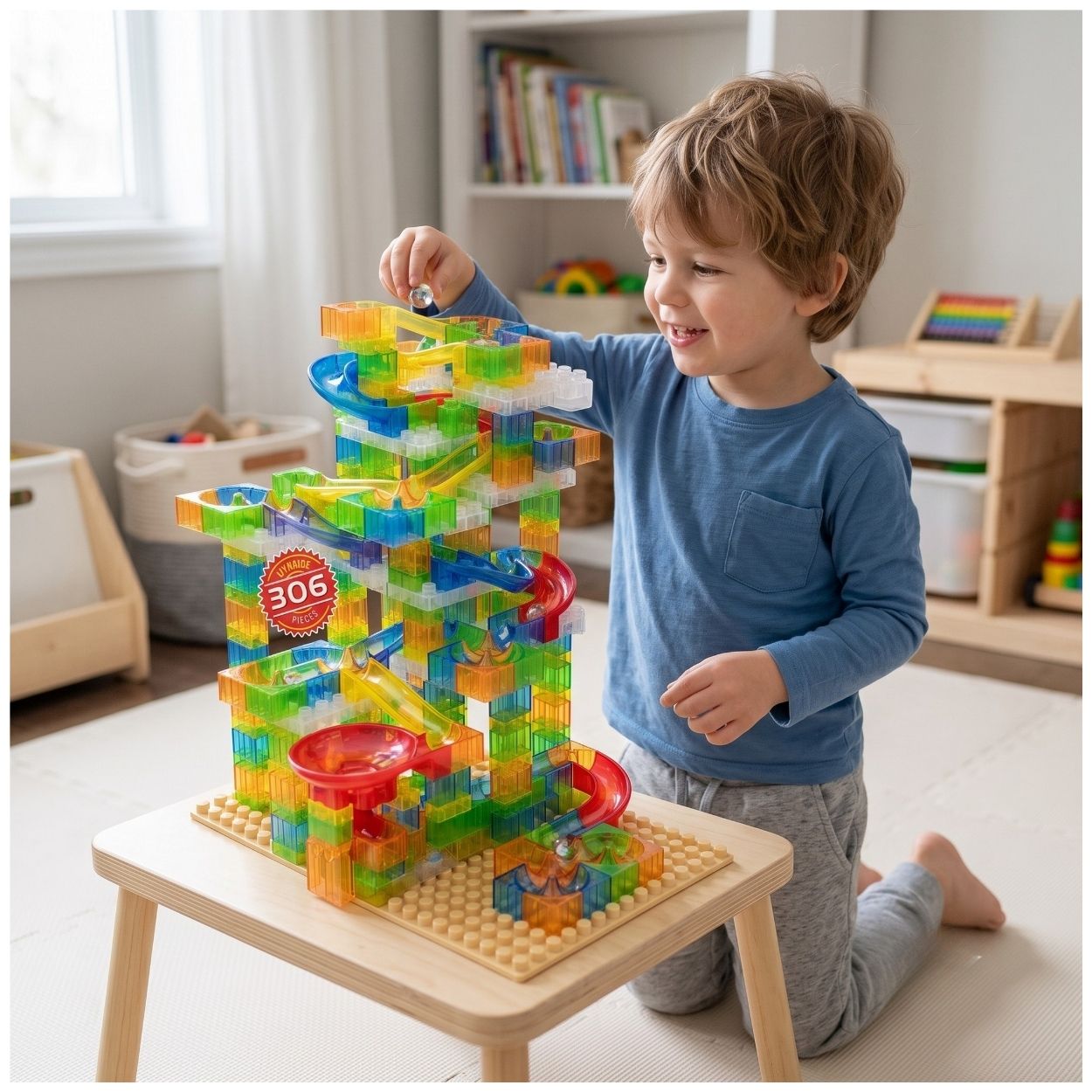 JUEGO BLOQUES DE CONSTRUCCIÓN PISTA DE CANICAS DIDÁCTICO 306 PIEZAS - 3