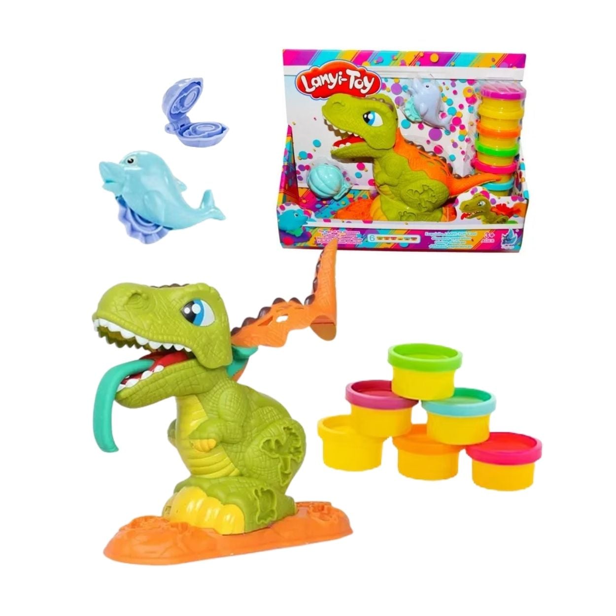 SET DIDÁCTICO DINOSAURIO CON MOLDES Y PLASTILINAS PARA NIÑOS - 1