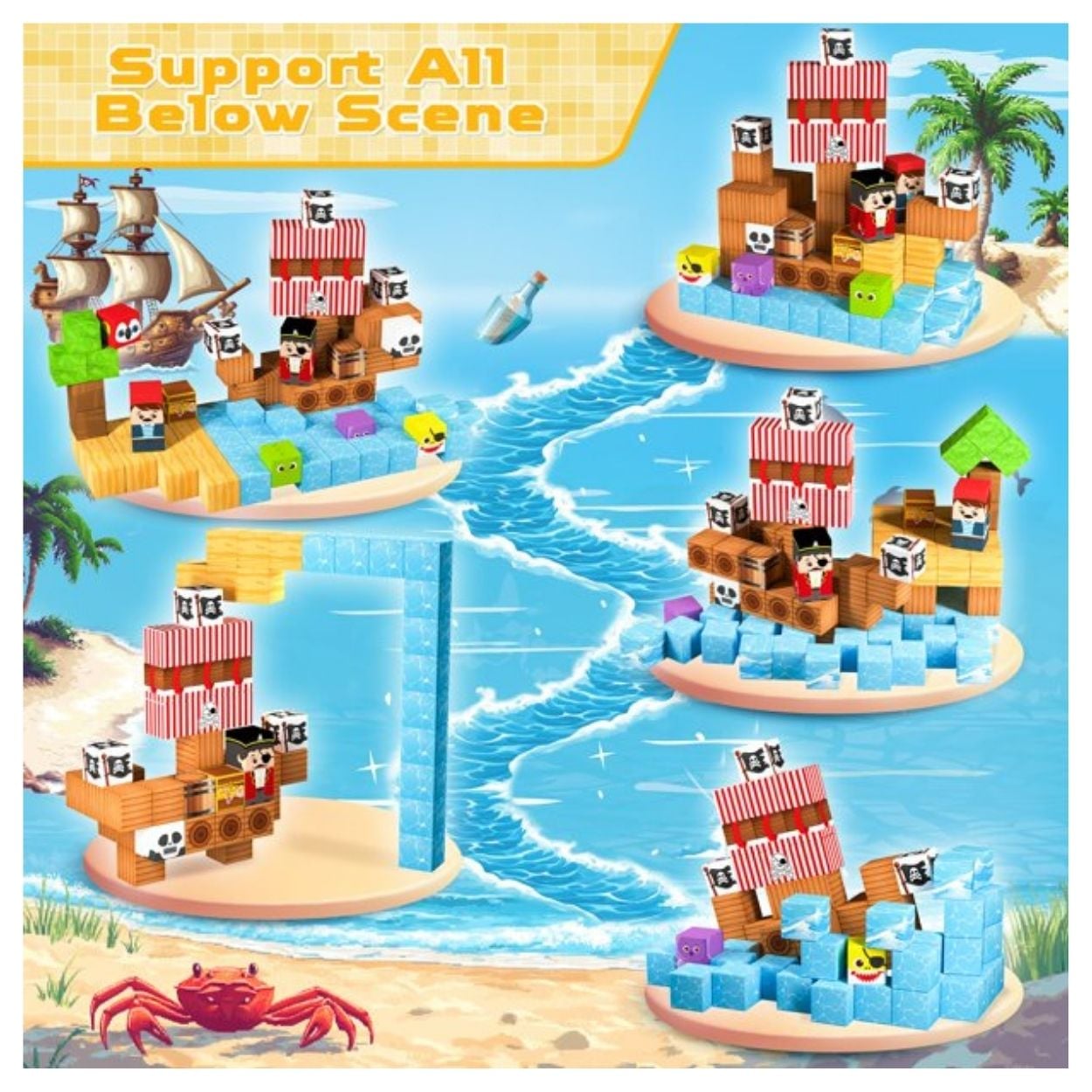 BARCO PIRATA MINECRAFT BLOQUES MAGNÉTICOS 100PCS PARA NIÑOS - 2