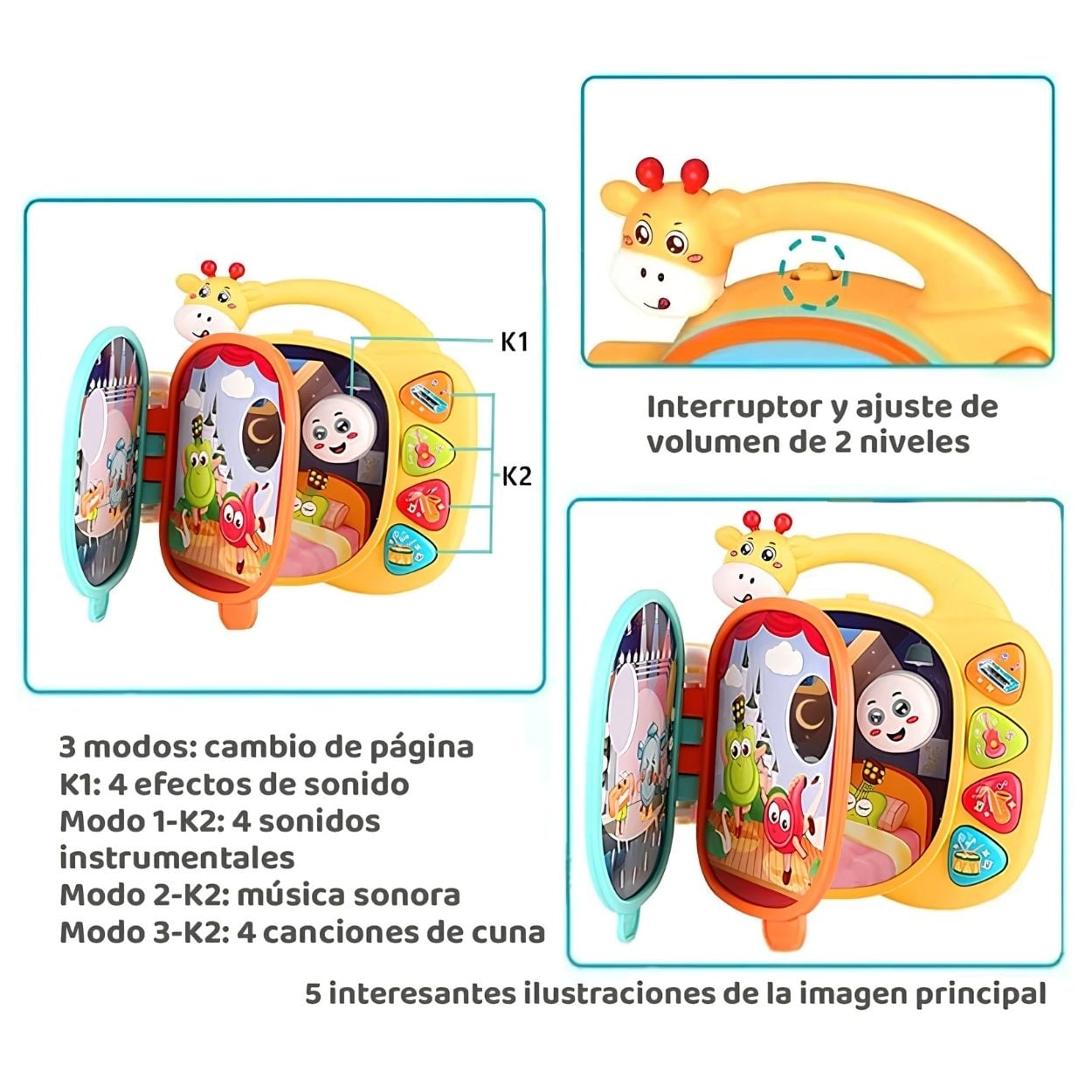 LIBRO INTERACTIVO JIRAFA MONTESSORI MUSICAL PARA BEBÉ - 5