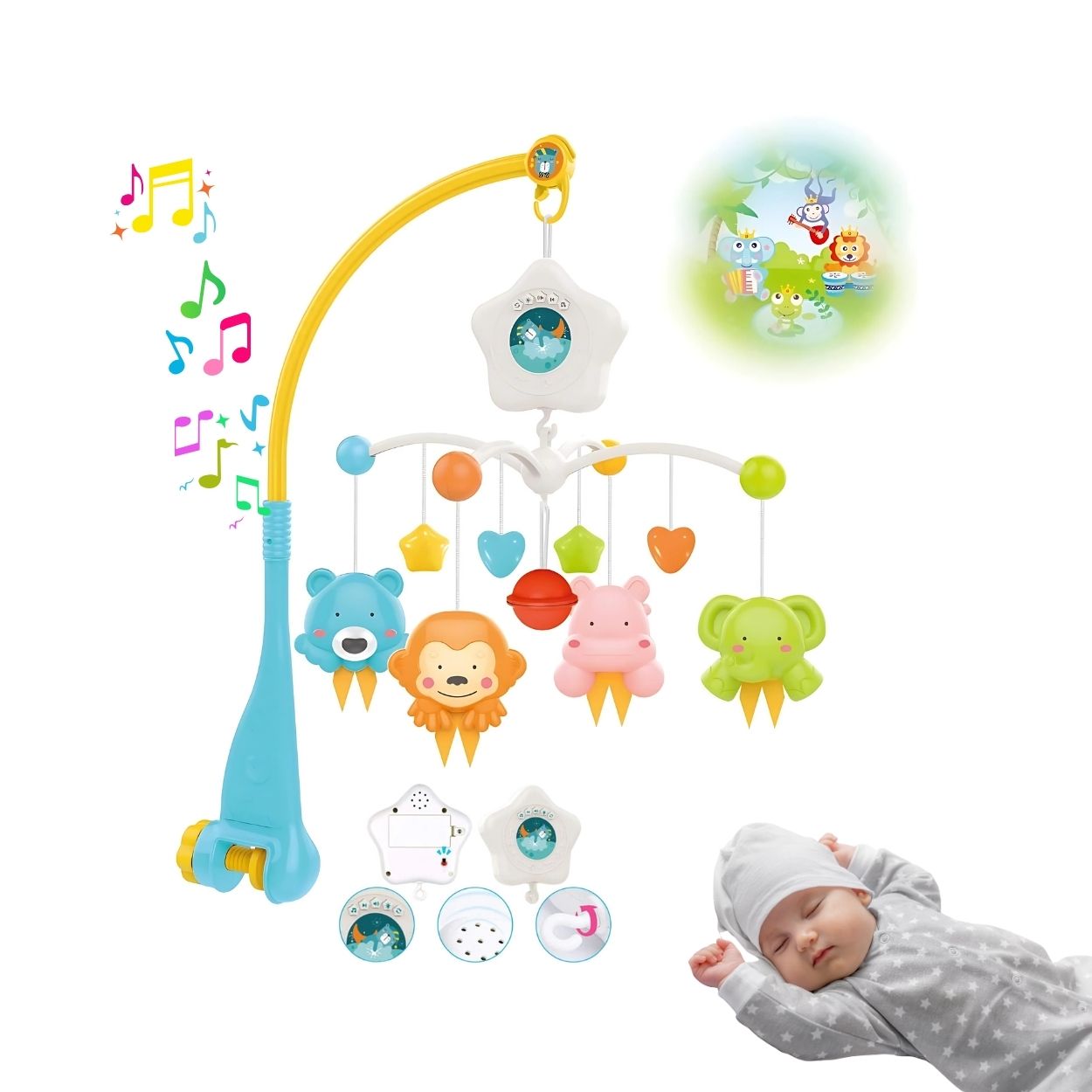 MÓVIL MUSICAL PARA CUNA ESTRELLITA CON PROYECTOR PARA BEBÉ - 1
