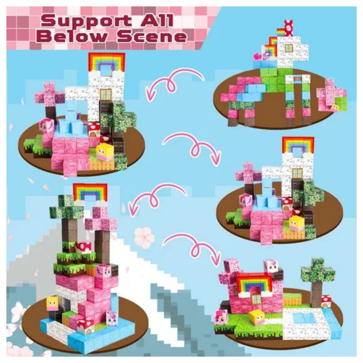SET UNICORNIO BLOQUES MAGNÉTICOS MINECRAFT 100PCS PARA NIÑAS - 2
