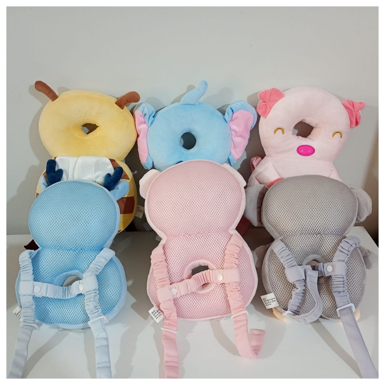 MOCHILA PROTECTORA ANTIGOLPES COLOR CELESTE PARA BEBÉ NIÑO - 4