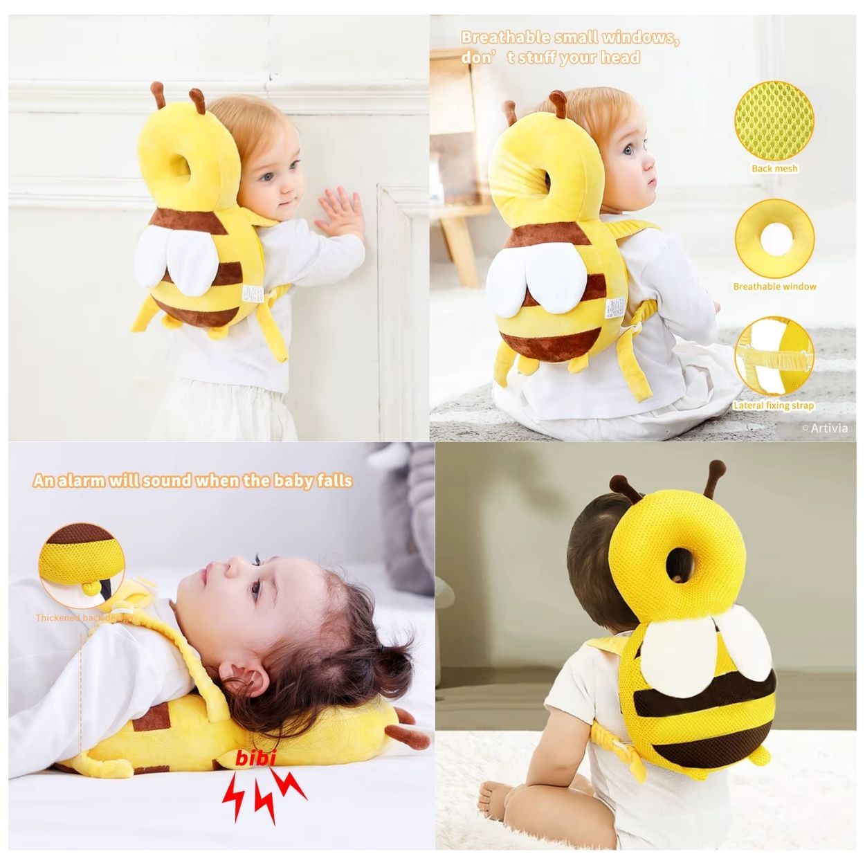 MOCHILA PROTECTORA ANTIGOLPES COLOR CELESTE PARA BEBÉ NIÑO - 6
