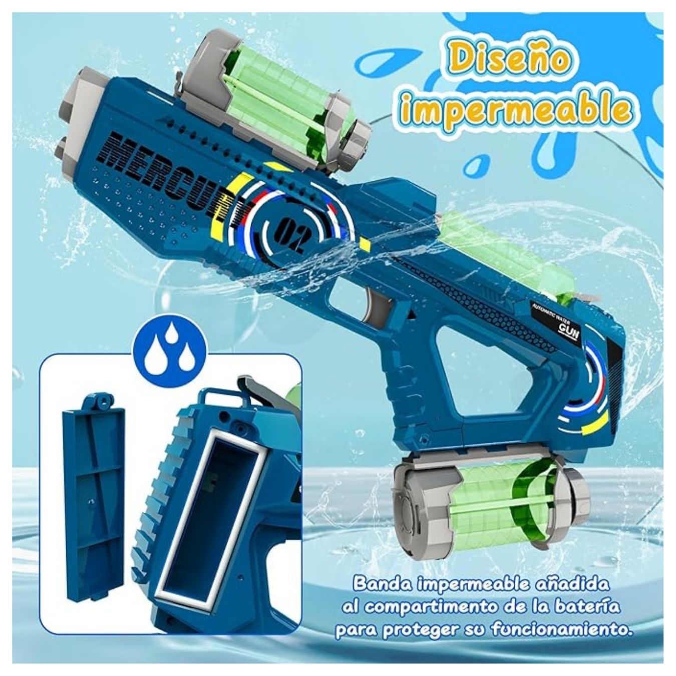 JUGUETE PISTOLA DE AGUA LUMINOSA MERCURY02 LUCES Y SONIDOS - 2
