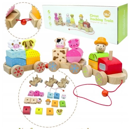 TREN DIDÁCTICO DE MADERA CON ANIMALES  JUGUETE EDUCATIVO - 2