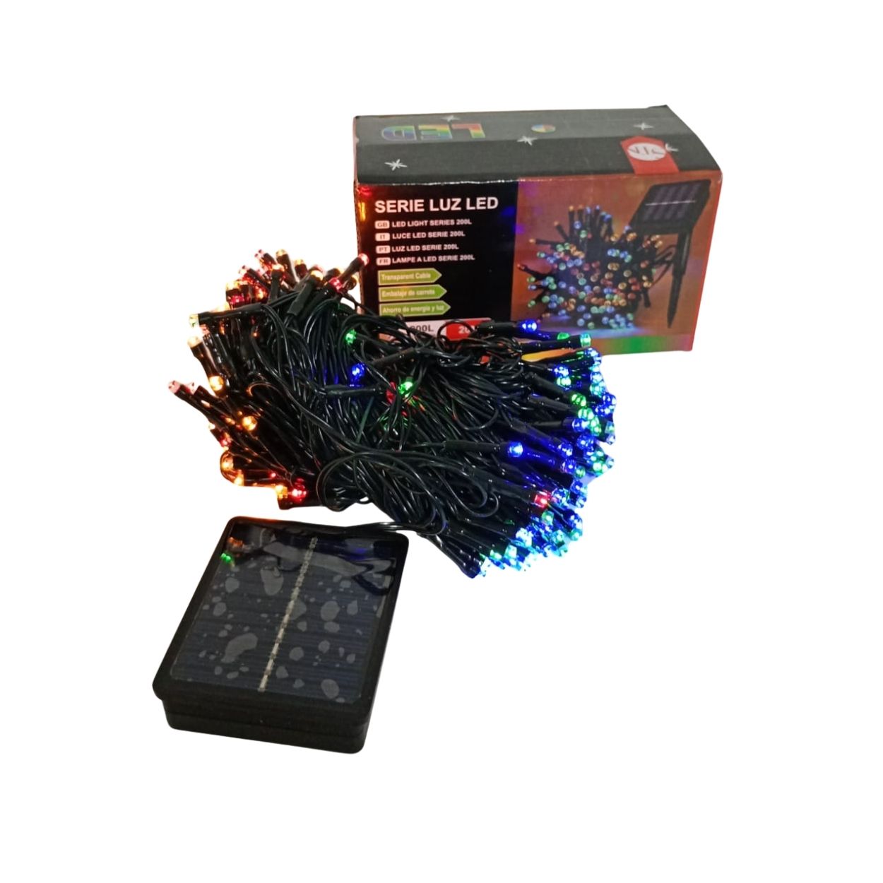 PACK X2 LUCES NAVIDEÑAS MULTICOLOR 20MTS CON PANEL SOLAR - 2