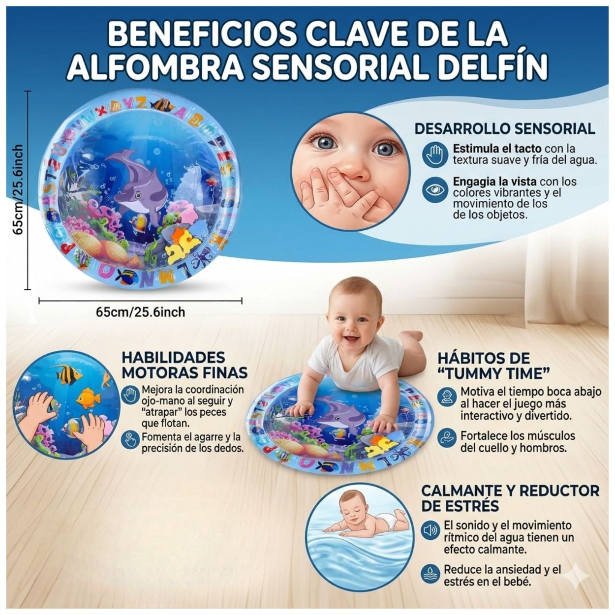 ALFOMBRA CIRCULAR SENSORIAL DE AGUA PARA BEBÉ - 3