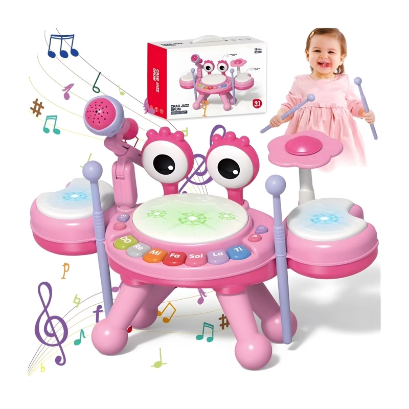 CRAB JAZZ DRUM CANGREJO BATERÍA JUGUETE MUSICAL 3 EN 1 PARA BEBÉ NIÑA - 1