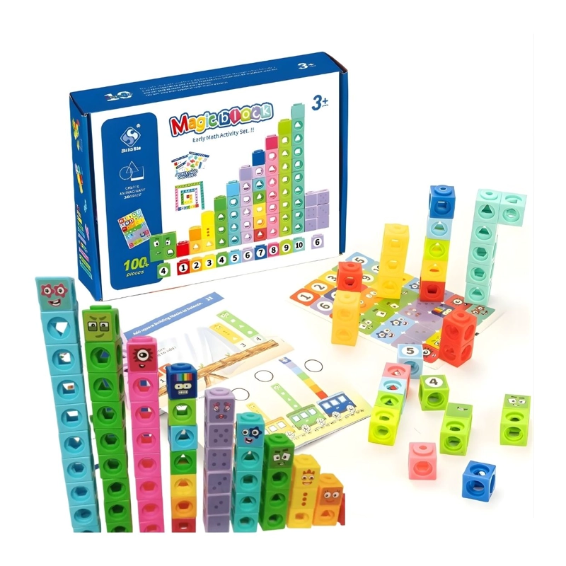 JUEGO DIDÁCTICO POLICUBOS MÁGICOS DIVERTIDOS DE CLASIFICACIÓN Y CONTEO - 100PZS - 1