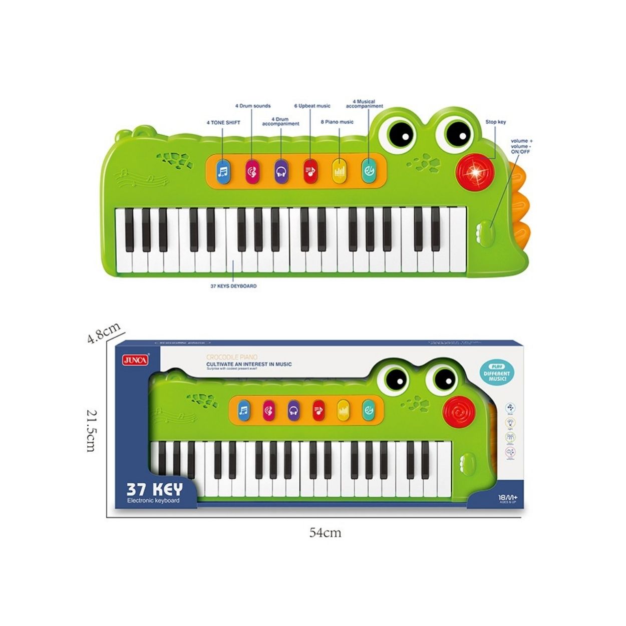 JUGUETE PIANO COCODRILO TECLADO MUSICAL DIDÁCTICO 37 TECLAS - 6
