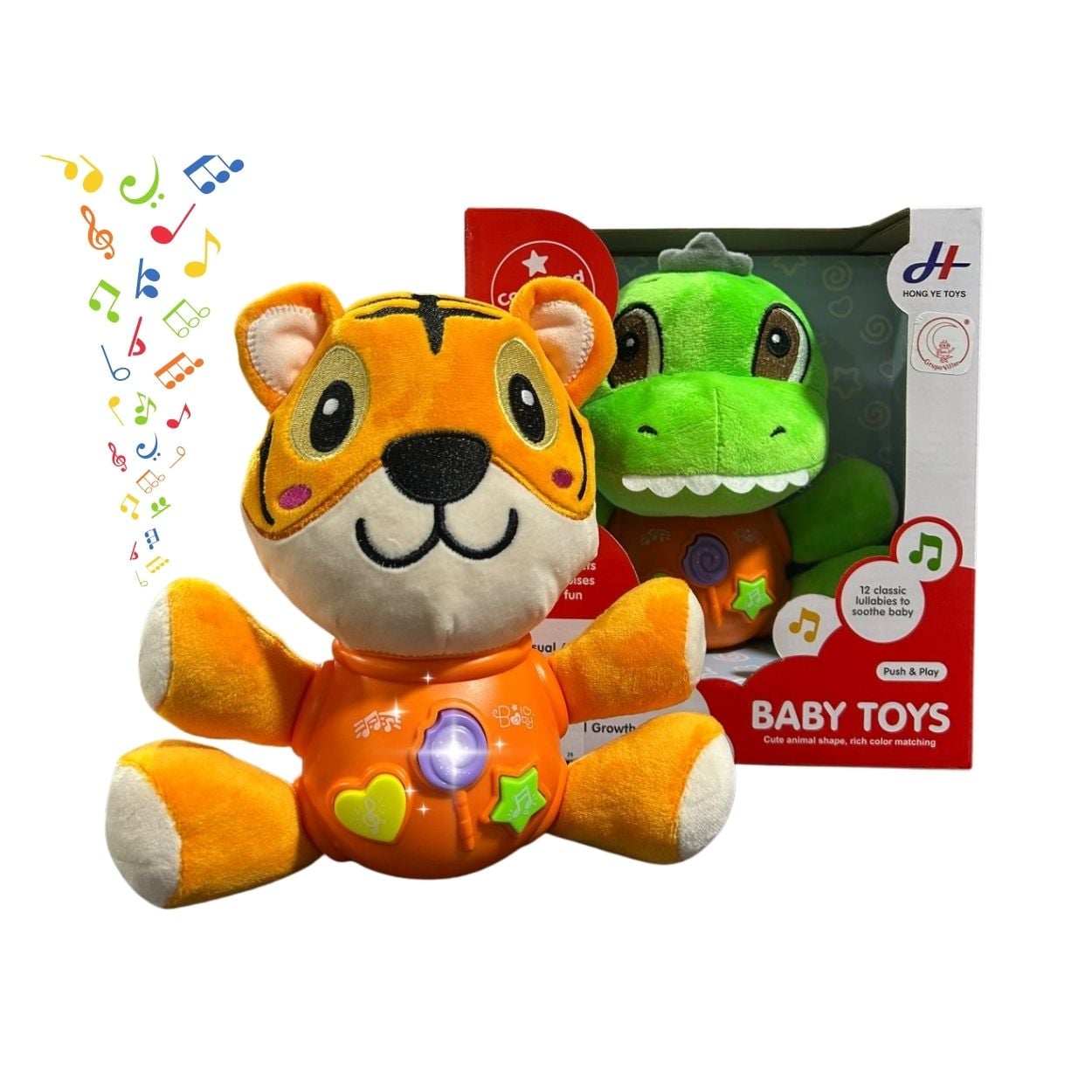 JUGUETE PELUCHE DINOSAURIO INTERACTIVO MUSICAL CON LUCES PARA BEBÉS - 4