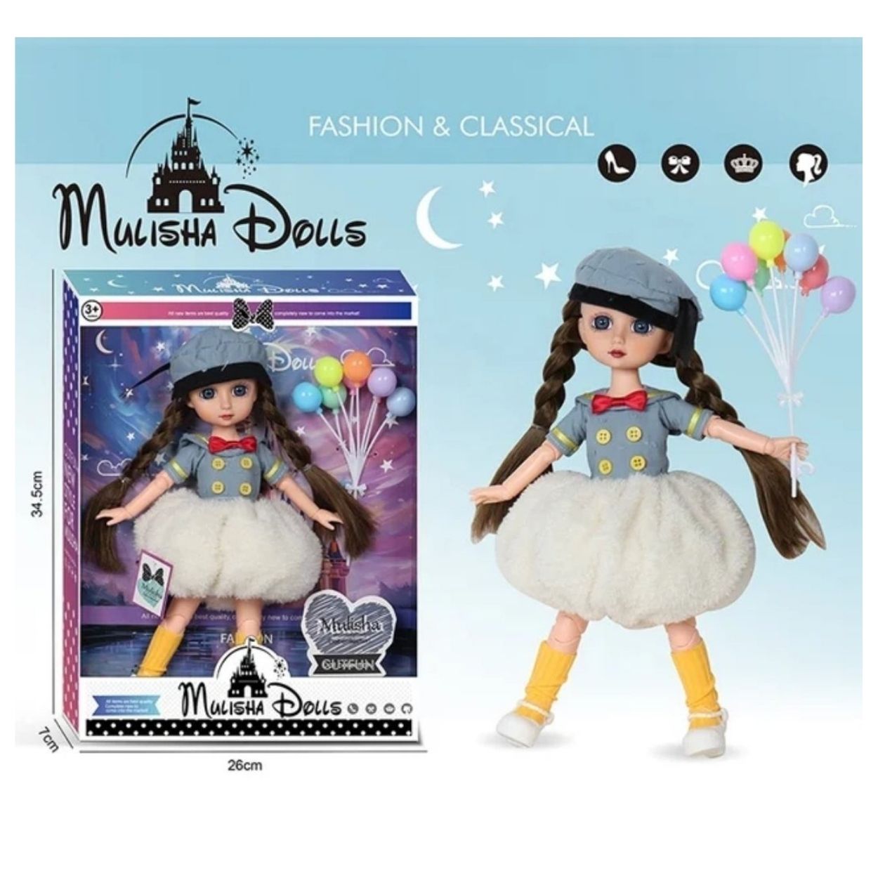 MUÑECA ARTICULABLE FASHION PRINCESA MULISHA MODA Y TERNURA - MODELO ALEATORIO - 1