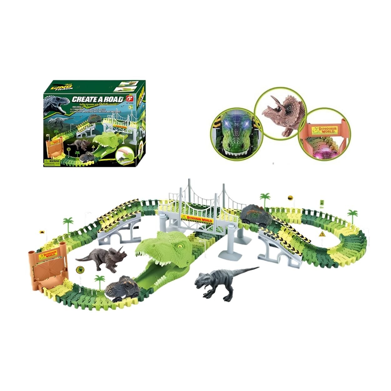 PISTA DE CARRERAS AVENTURA DE DINOSAURIOS 144 PIEZAS - JUGUETE DIDÁCTICO - 1