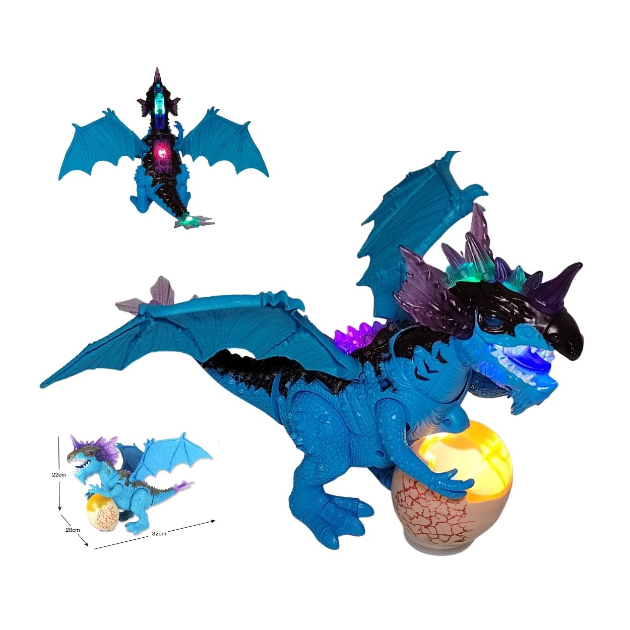 JUGUETE DINOSAURIO DRAGÓN CAMINANTE CON LUCES SONIDO Y HUEVO INTERACTIVO - 1