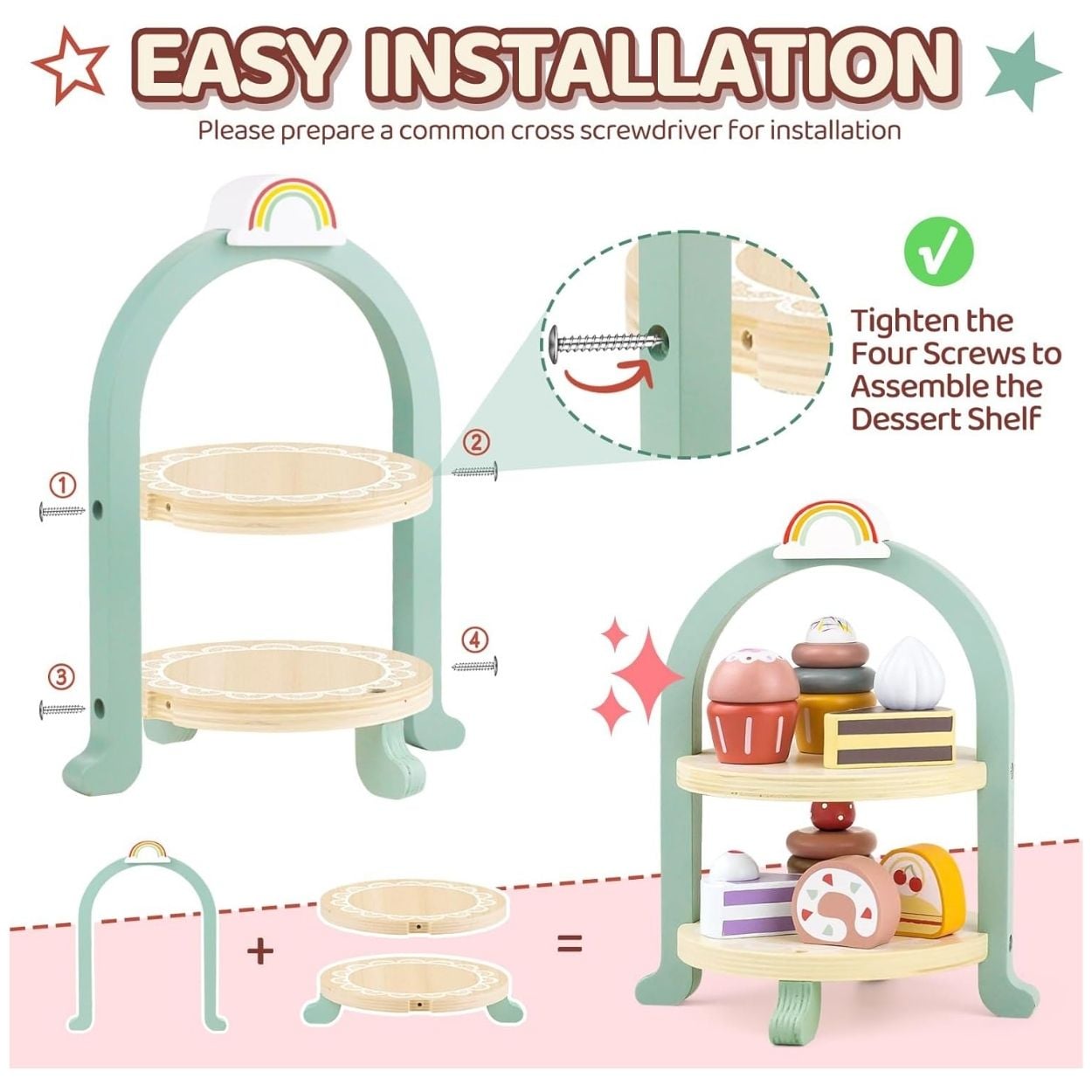SET DIDÁCTICO TIENDA DE POSTRES Y CUPCAKES DE MADERA - JUGUETE MONTESSORI - 4