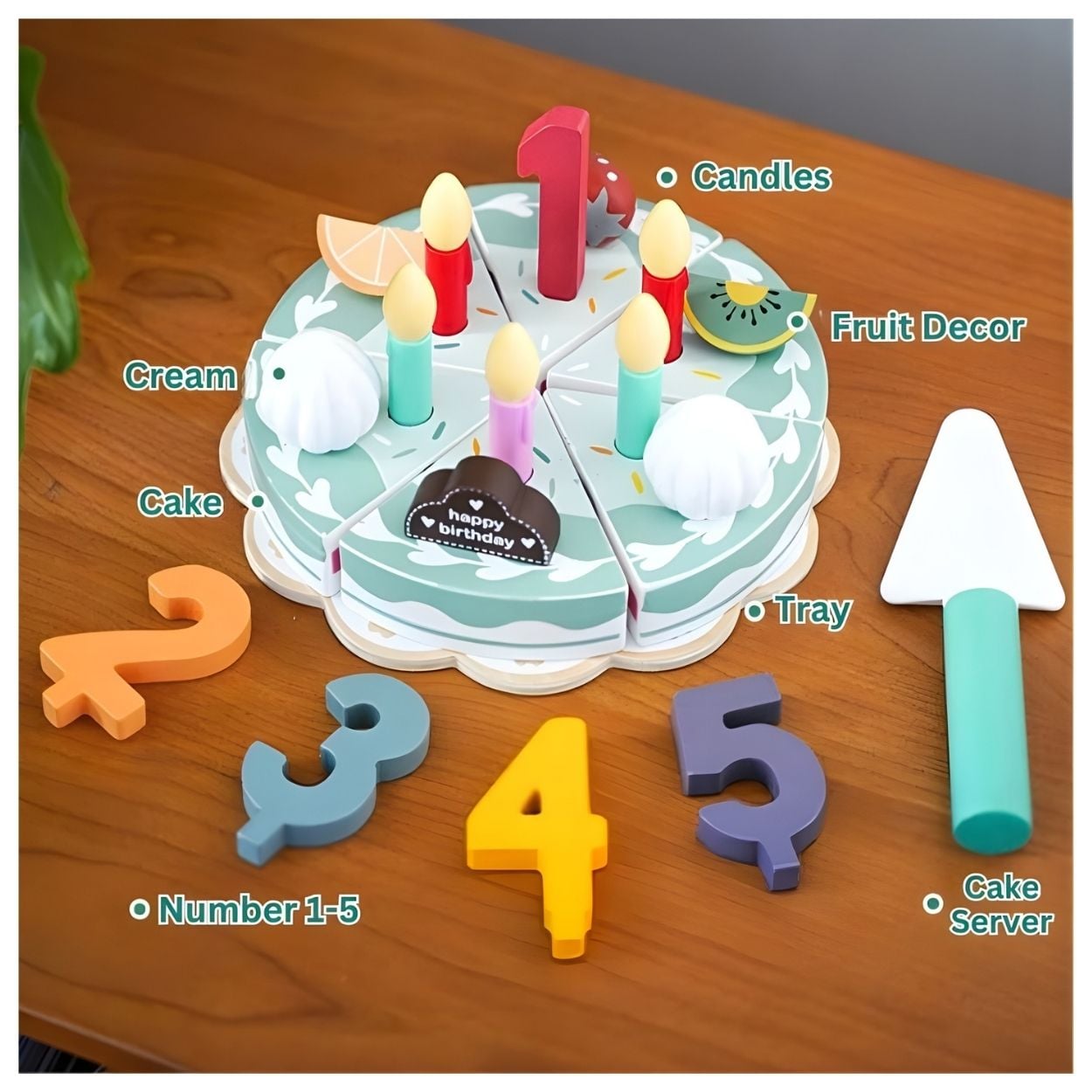 PASTEL DE CUMPLEAÑOS ROMPECABEZAS DE MADERA MONTESSORI - JUGUETE DIDÁCTICO - 3