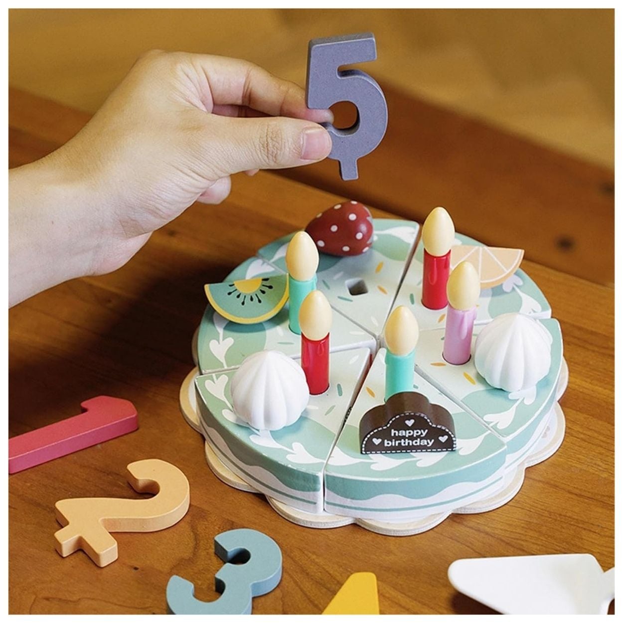 PASTEL DE CUMPLEAÑOS ROMPECABEZAS DE MADERA MONTESSORI - JUGUETE DIDÁCTICO - 4