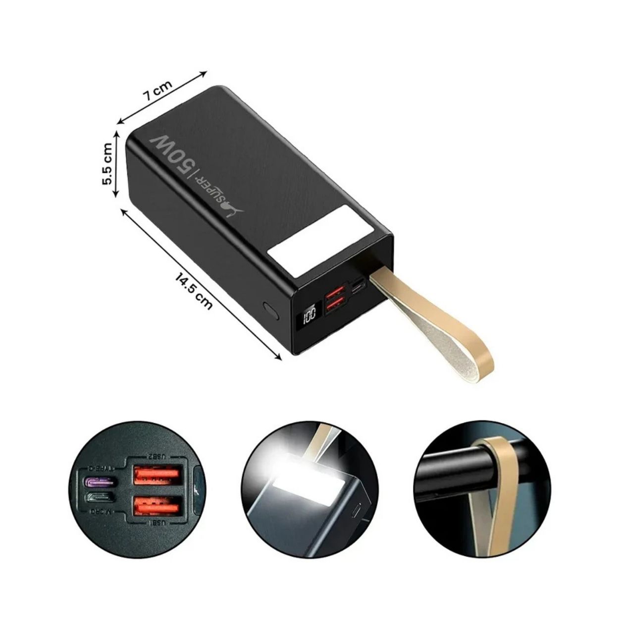 CARGADOR PORTÁTIL KING KONG K1 POWER BANK 50000MAH 50W CARGA RÁPIDA + LINTERNA - 5