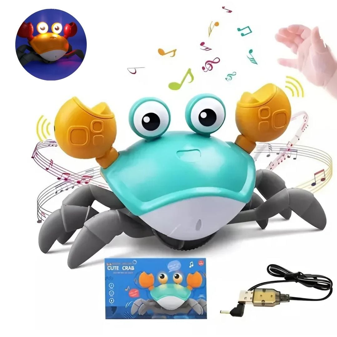 CANGREJO SENSORIAL INTERACTIVO CON LUCES LED Y BATERÍA RECARGABLE PARA BEBÉ - 1