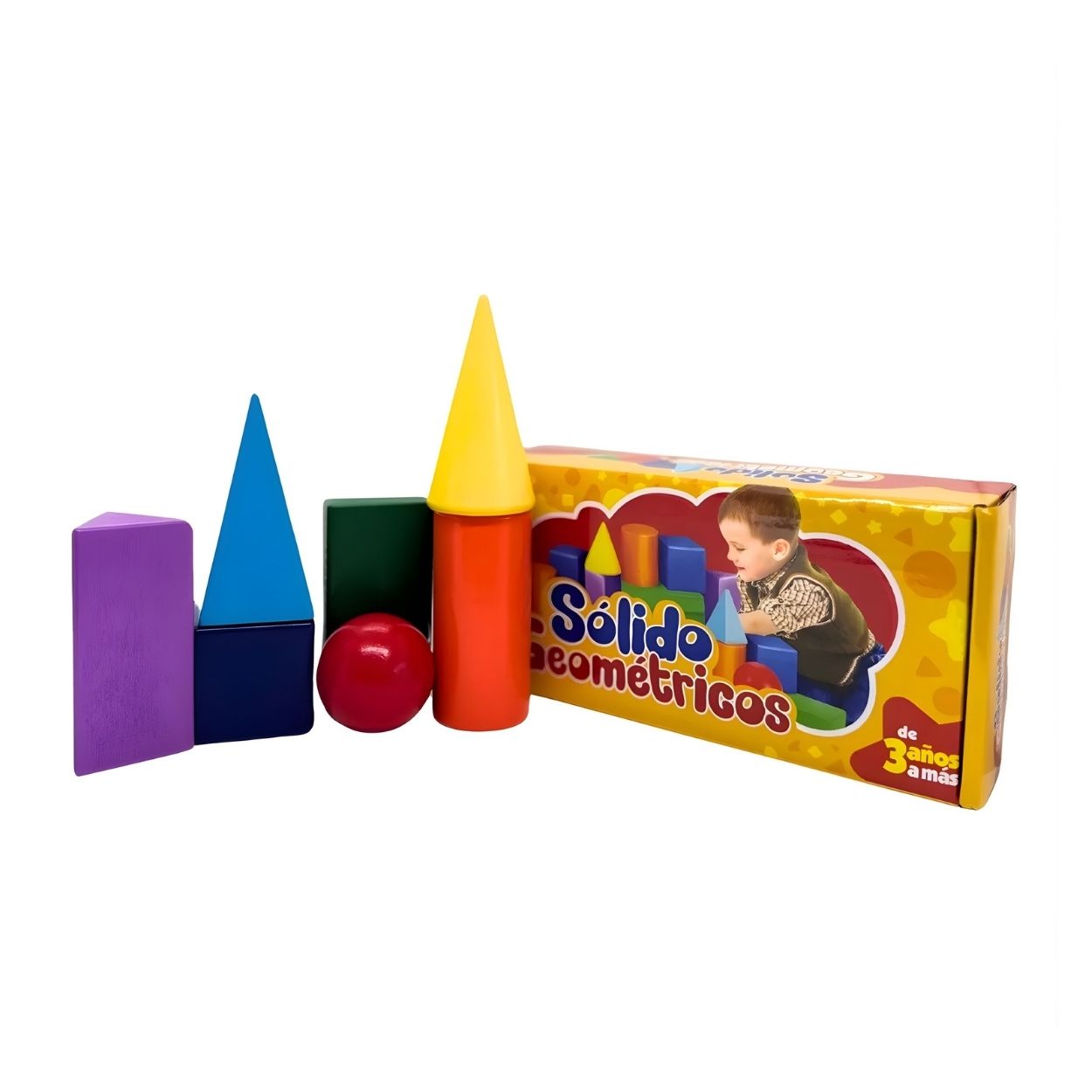 SET DE 7 SÓLIDOS GEOMÉTRICOS DE MADERA - MATERIAL EDUCATIVO DIDÁCTICO - 1