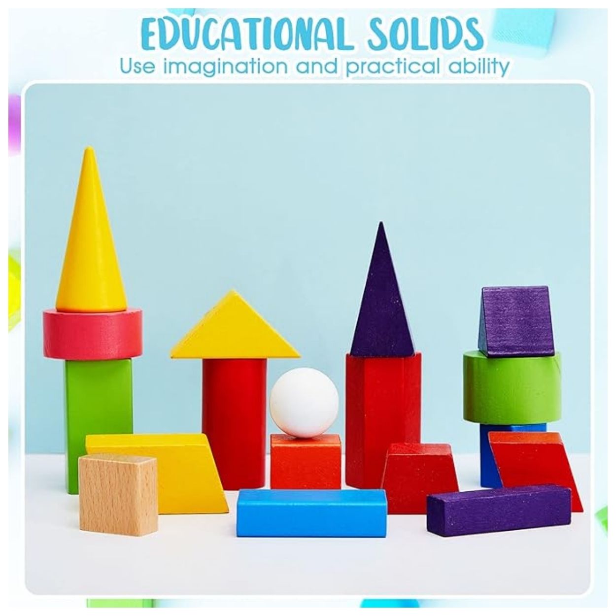 SET DE 7 SÓLIDOS GEOMÉTRICOS DE MADERA - MATERIAL EDUCATIVO DIDÁCTICO - 2