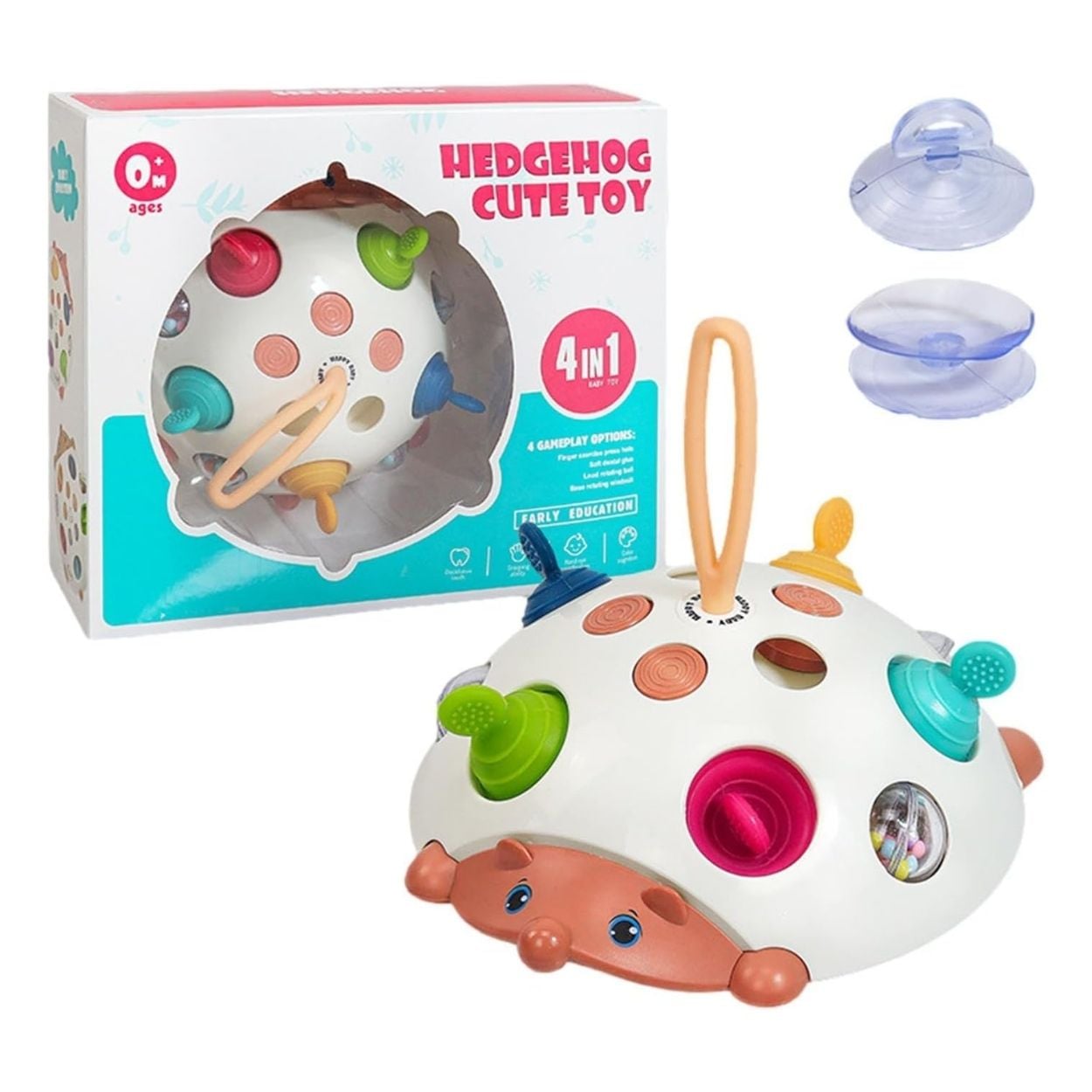 JUGUETE SENSORIAL ERIZO MONTESSORI 4 EN 1 - ESTIMULACIÓN TEMPRANA PARA BEBÉS - 1