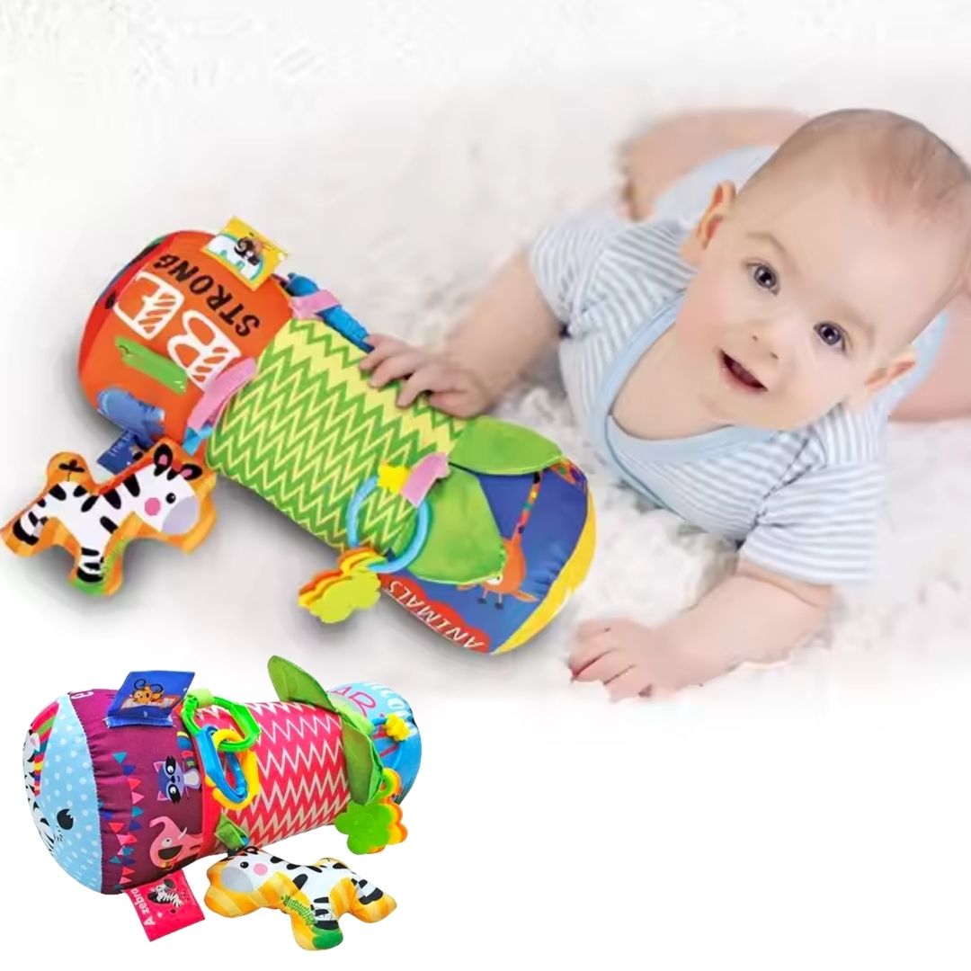 RODILLO DE ESTIMULACIÓN TEMPRANA DE GATEO PARA BEBÉS CON SONAJEROS Y TEXTURAS - 1