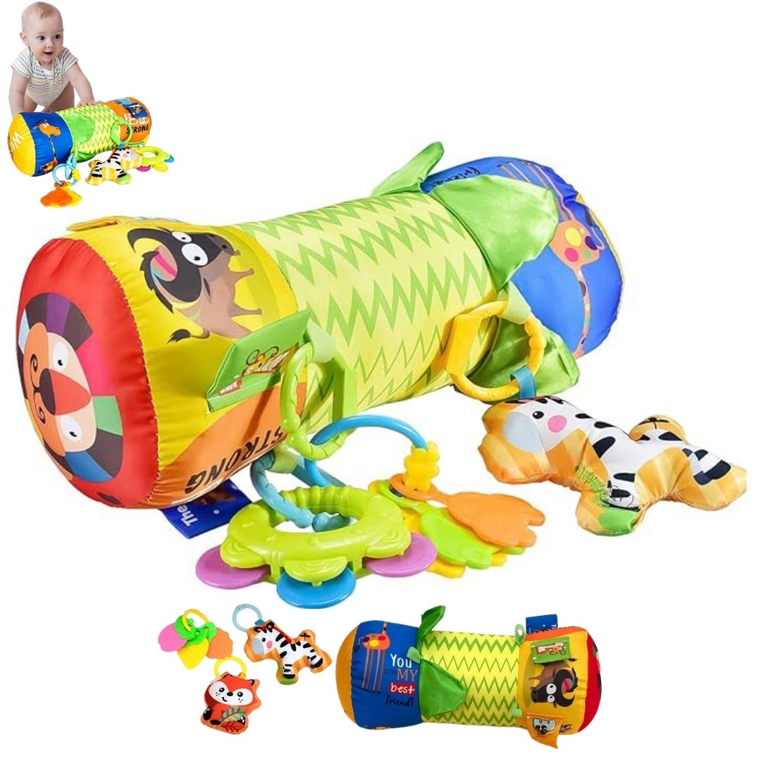 RODILLO DE ESTIMULACIÓN TEMPRANA DE GATEO PARA BEBÉS CON SONAJEROS Y TEXTURAS - 2