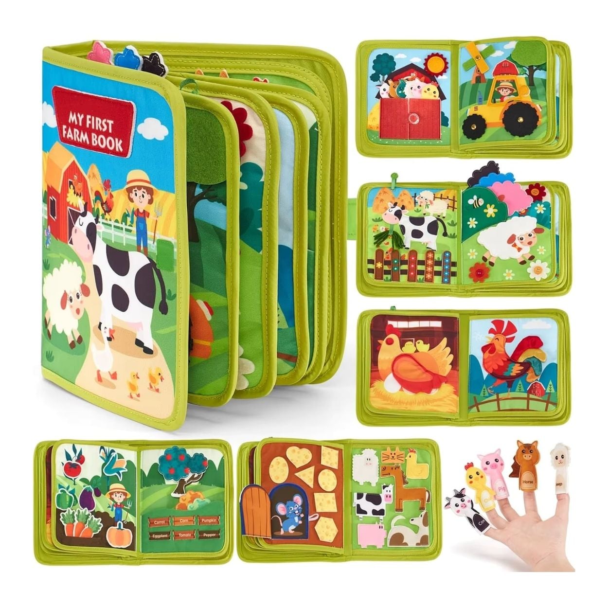 LIBRO DE ACTIVIDADES SENSORIALES GRANJA MONTESSORI CON TÍTERES DE DEDO - 1