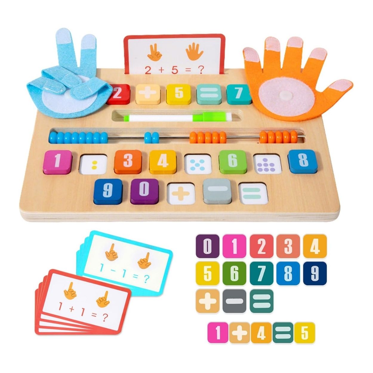 TABLERO MATEMÁTICO CON MANITAS ÁBACO Y PIZARRA DIDÁCTICA PARA NIÑOS - 1
