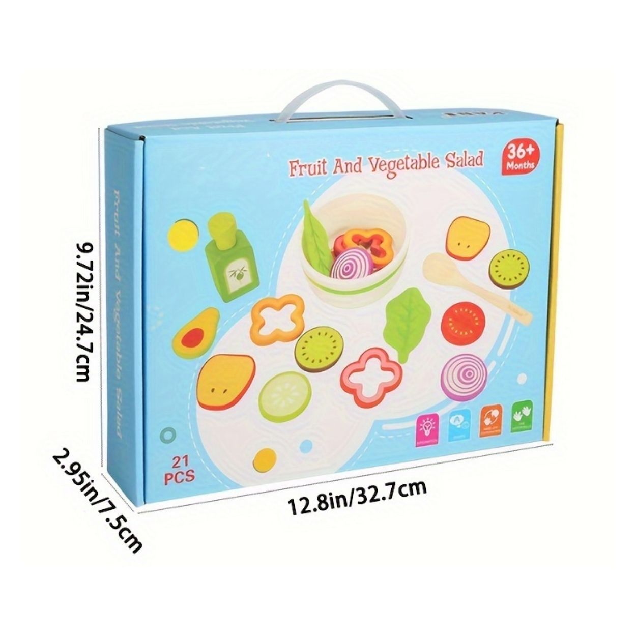 JUGUETE DE MADERA MONTESSORI ENSALADA DE VEGETALES Y FRUTAS PARA NIÑOS - 5