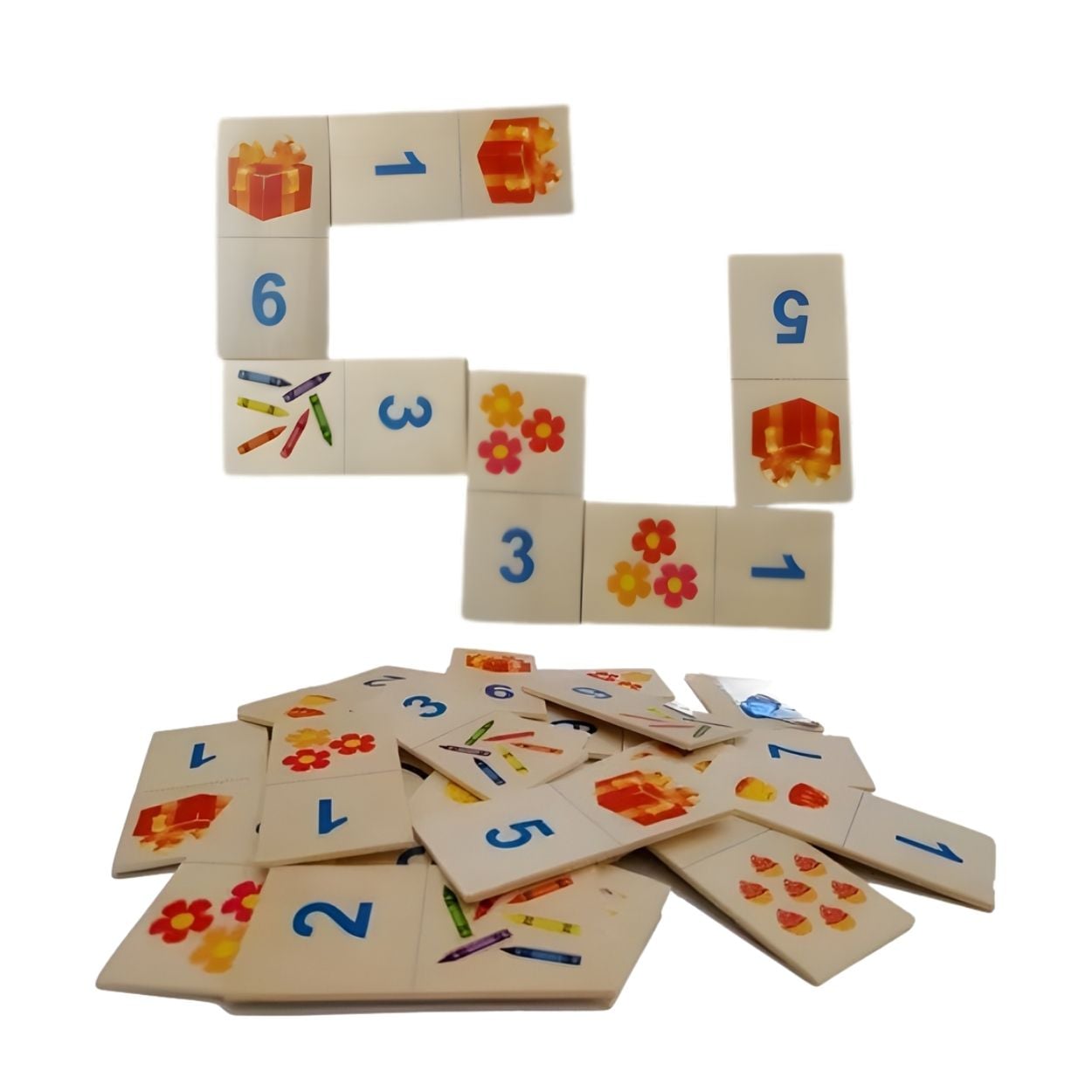 DOMINÓ DE NÚMEROS DE MADERA PARA NIÑOS - APRENDIZAJE MATEMÁTICO INICIAL - 2