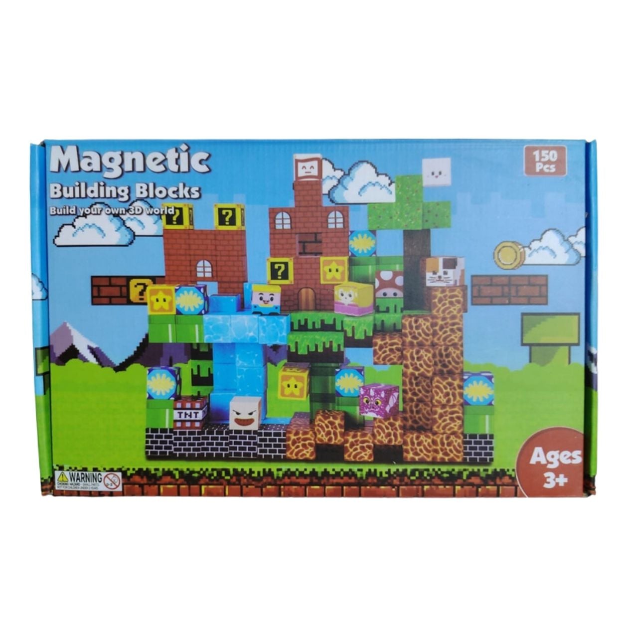 SET CUBOS MAGNÉTICOS DE CONSTRUCCIÓN 3D COMPATIBLE CON MUNDO MINECRAFT MARIO BROS 150 PZS - 4