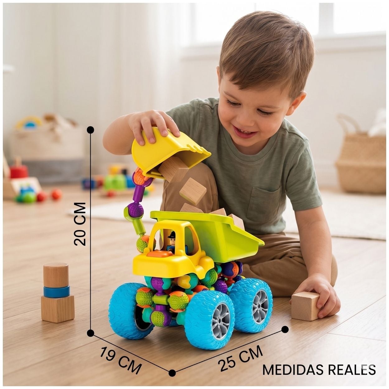 SET EXCAVADORA JUGUETE DE CONSTRUCCIÓN DIDÁCTICO 39 PIEZAS - 2